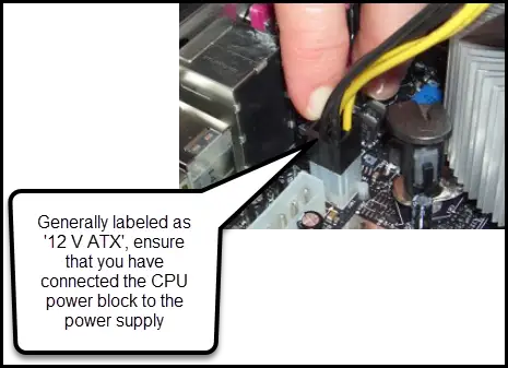 computer wont start cpu power 12 v atx