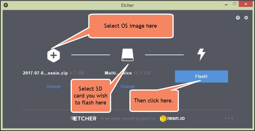 etcher install raspbian on sd card