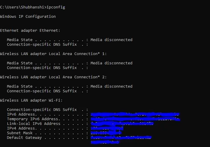 ipconfig cmd commands