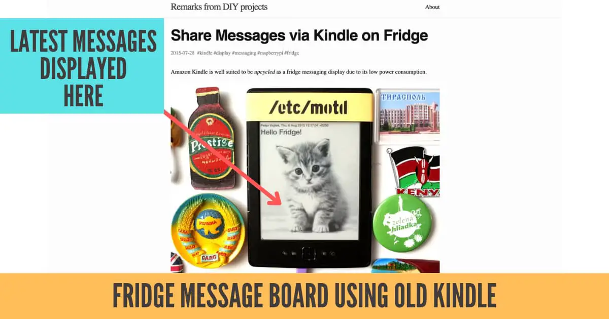 fridge message board using old kindle tablet