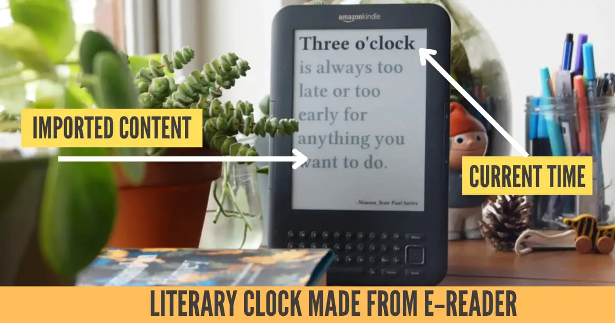 literary clock using old kindle fire tablet